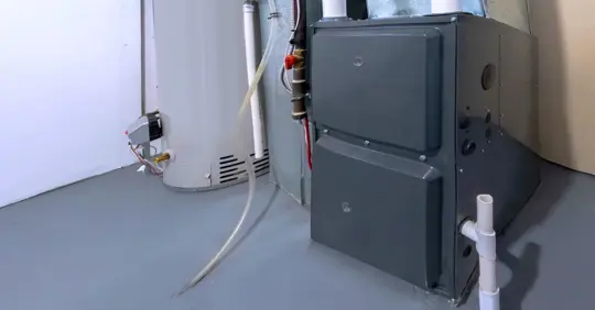 A home high energy efficient furnace in a basement